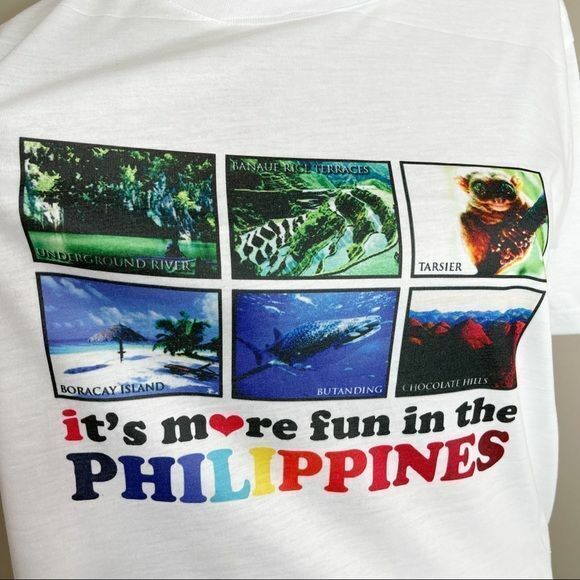 NWT Kamisa by Kultura White t shirt philippines print Small Unisex - Picture 4 of 9